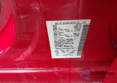 2005 Nissan Titan Se from USA, damaged, VIN 1N6BA07BX5N561357